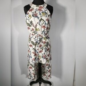 Trixxi Shorts Romper With Dress Tail Floral Print Sleeveless Dress, Halter Neck